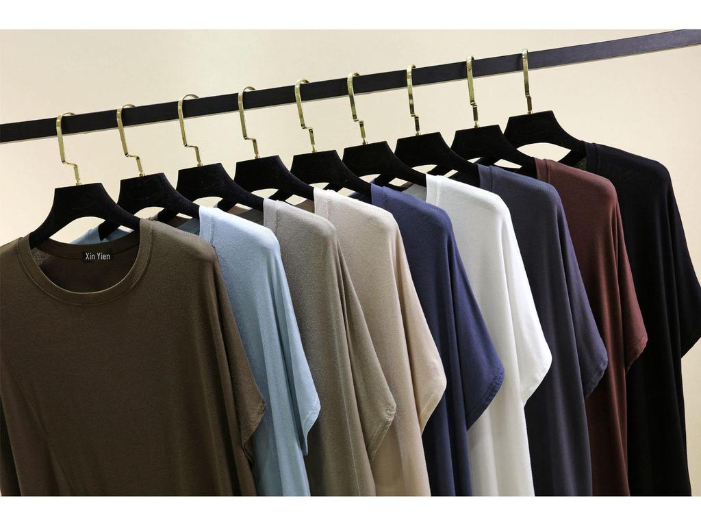 Korean Style Women's Loose Fit Modal Short Sleeve Round Neck T-shirt