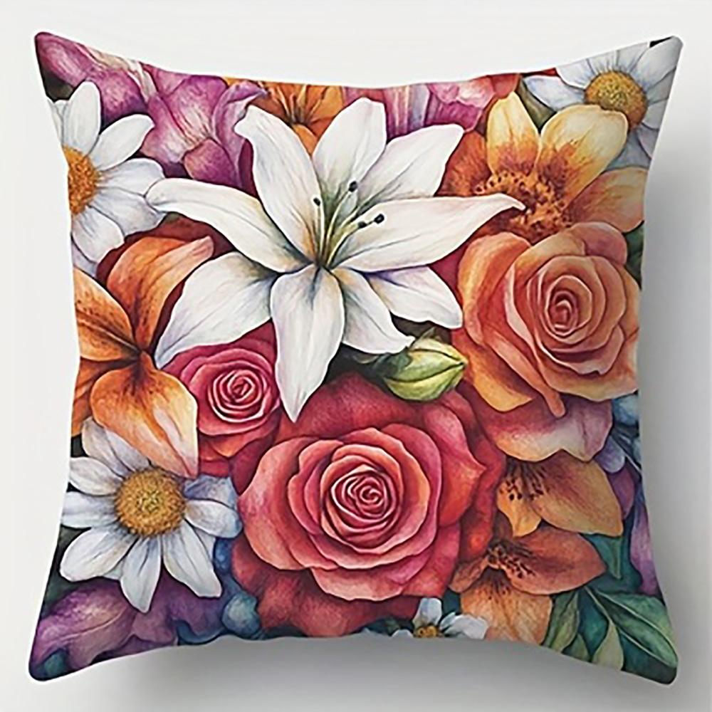 1/4pcs Floral Patterned Pillowcases for Cozy Decor Sofa Cushion Cover Home Bedroom Room Decoration