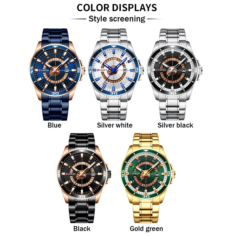 CURREN Stainless Steel Men's Watch Fashion Design Quartz Wristwatch with Date Clock Male Reloj Hombre Watch Men