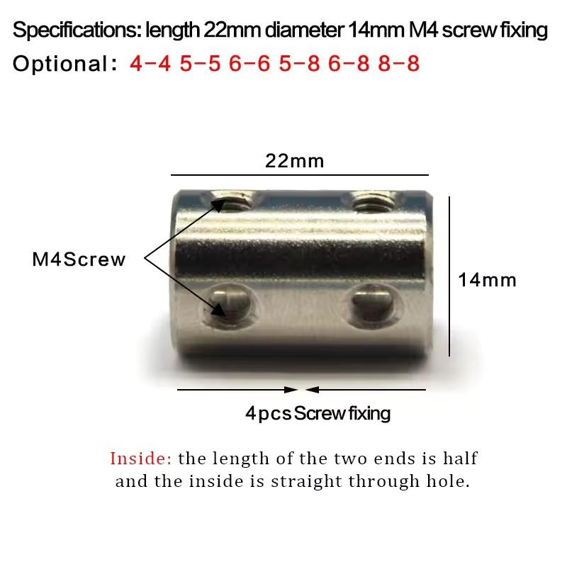 3/4/5/6/6.35/7/8/10 45# Steel Rigid Shaft Coupling Coupler Motor Transmission Connector Sleeve DIY Motor Parts