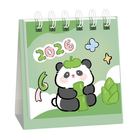 2026 Mini Tischkalender Kawaii Delfin Bär Katze Bilder Bürodeko mit Spiralbindung