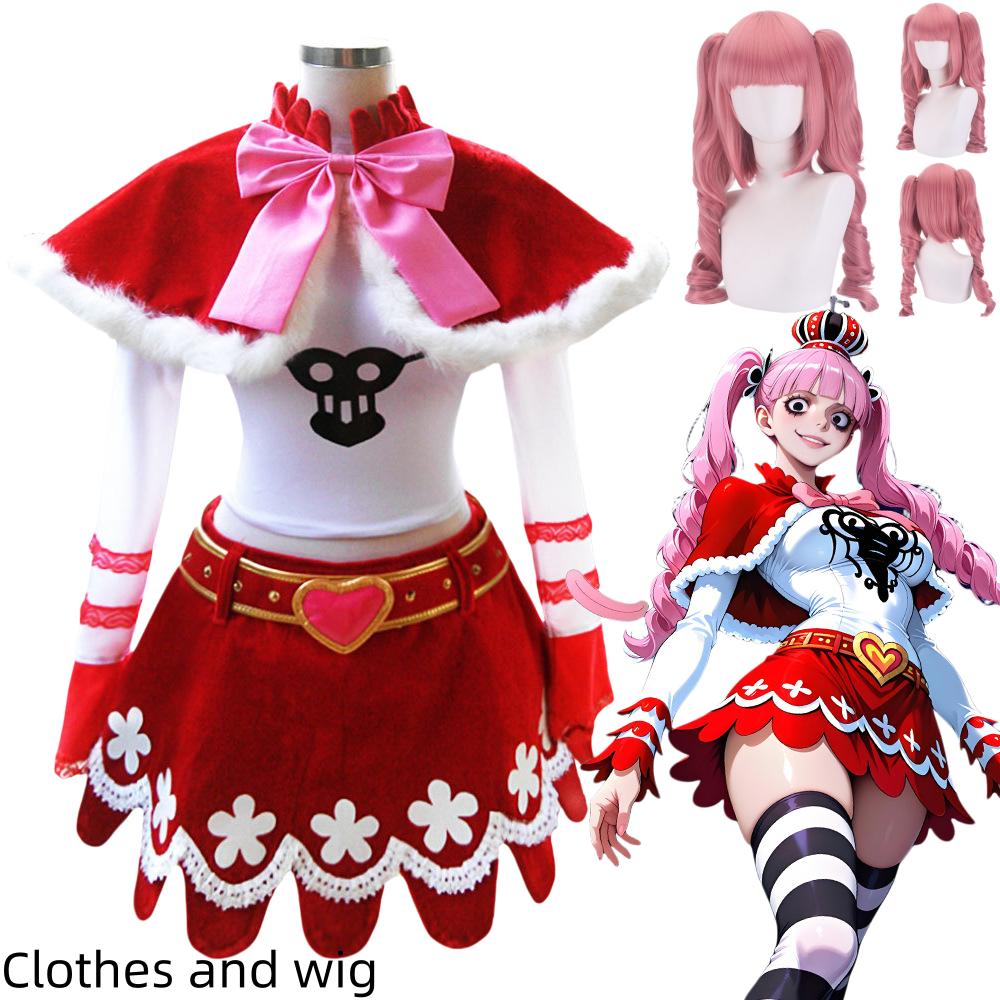Perona cosplay costume anime pirate red