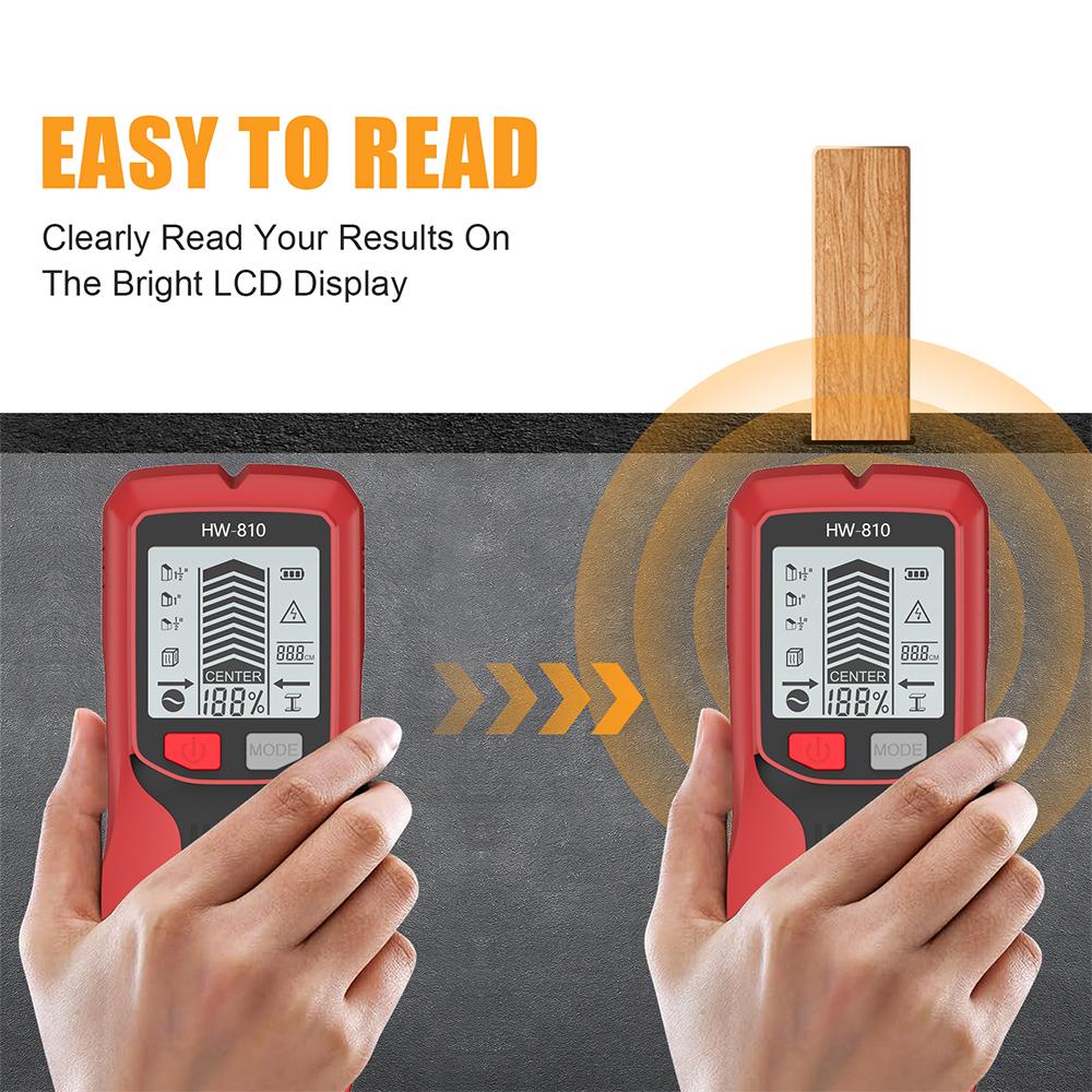 6 In 1 Wall Metal Detector Backlight Wall Stud Finder AC Live Wire Cable Metal Detector LCD Display Electronic Wall Scanner