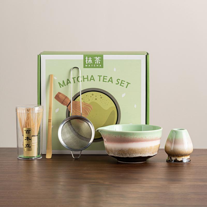 5Pcs Japanese Matcha Tea Set with Matcha Bowl Bamboo Whisk And Scoop Traditional Tea Making Kit Gift Box