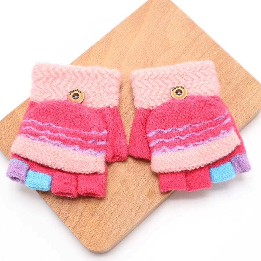 Kids' Winter Fingerless Flip-Top Writing Gloves – Warm Half-Finger Gloves for Boys & Girls