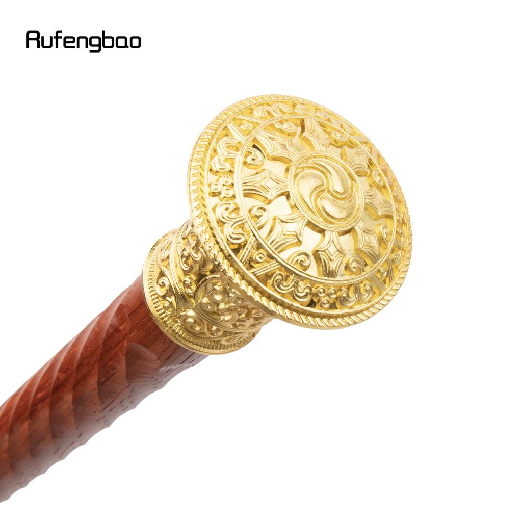 Golden Red Round Wooden Traditional Fashion Stick Decorative Cospaly Party Wood Walking Cane Halloween Mace Wand Crosier 96cm