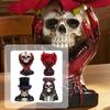 Gothic Skull Sculpture Rose Planter Resins Craft Flower Vases Container For Halloween Party Decors And Home Interior