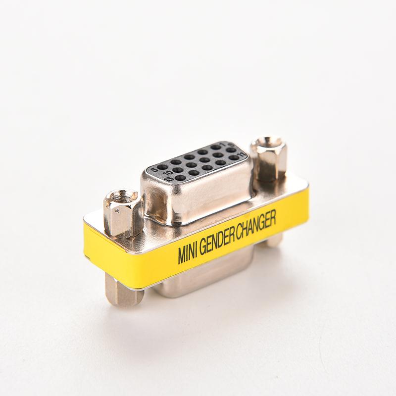 1pcs 15 Pin D-Sub VGA HD  SVGA Female To Female MINI Gender Changer Adapter PC VGA Female Connector F/F Cable Extend Converter