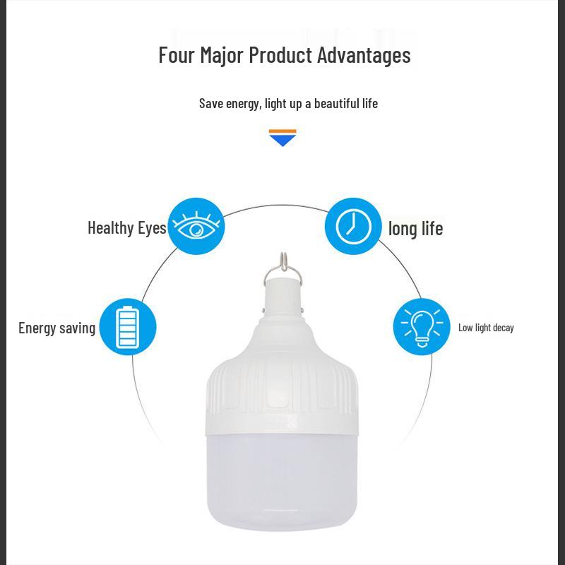 High-End USB Rechargeable LED Emergency Bulb for Outdoor Markets and Power Outages