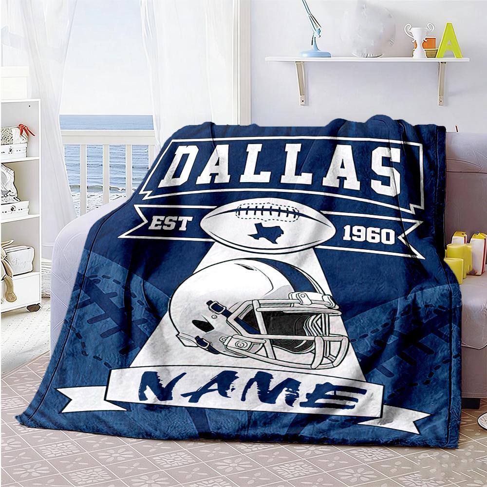 Dallas Football Blue Style Customize Your Name Blanket Lightweight Customizable Blanket Comfortable Versatile for Couch Chair Nap Sofa