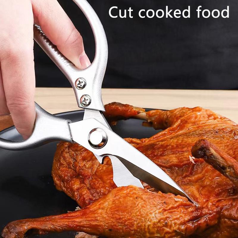 Professional Stainless Steel Kitchen Scissors With Aluminum Alloy Handle - Perfect For Cutting Chicken Bones Meat Fish