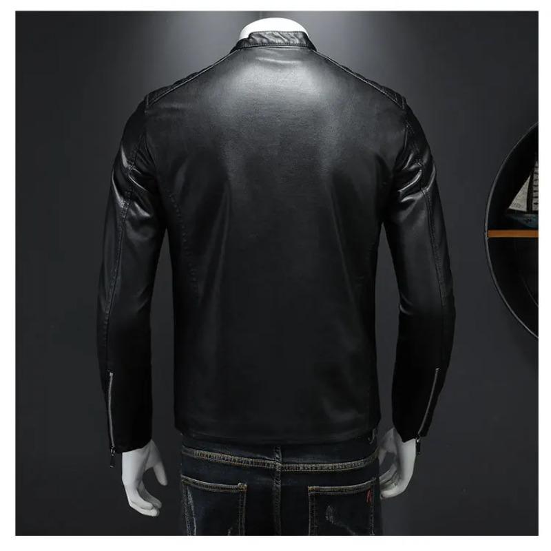Herrenjacke Stehkragen Schlanke Jacke Herbstmode Herren Motorrad Lässiger Mantel Herren Moto Biker Mantel