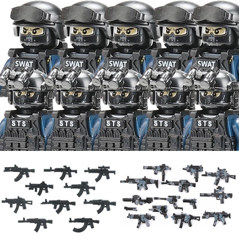 Non-Toxic Military Figures Riot Police Soldier Building Blocks City Commando Special Forces Swat Weapons Vest Bricks Children Toys Gift