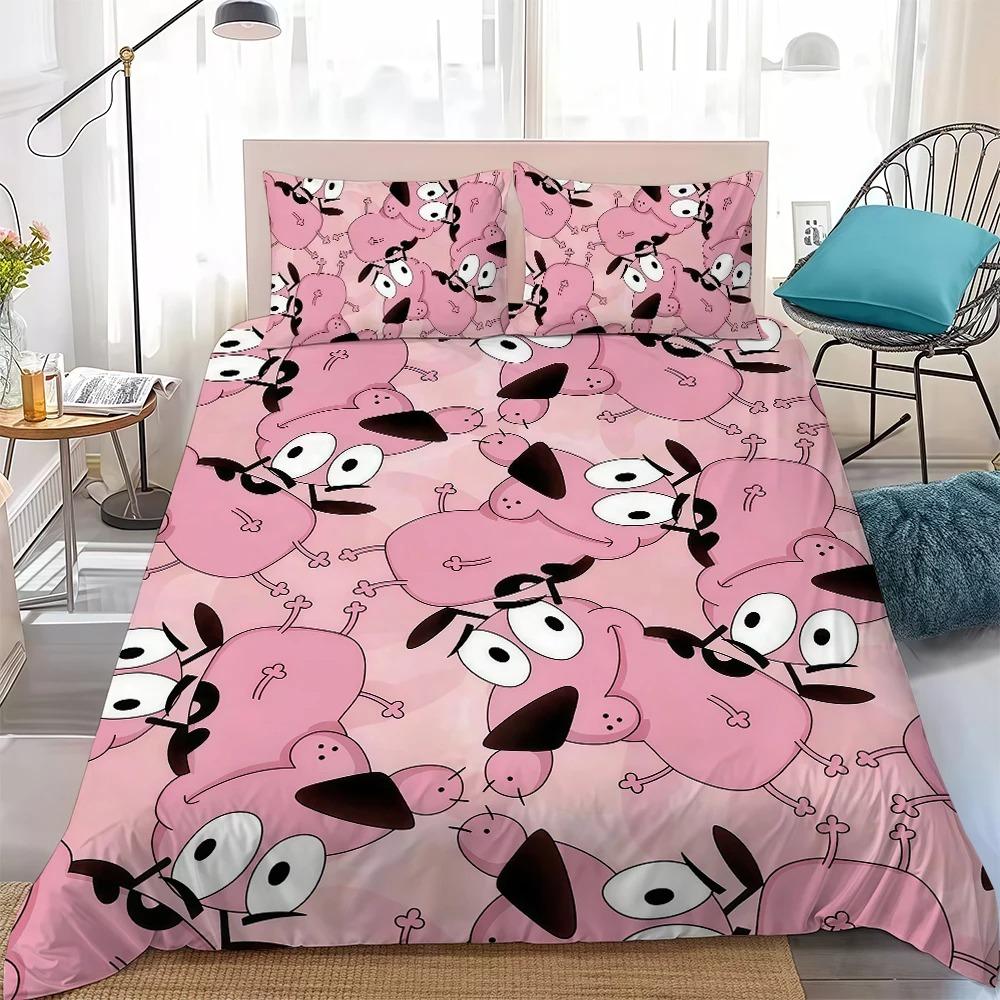 Duvet Cover Pillowcase C-Courage the Cowardly Dog Bedding Set Adult Boy Girl 2/3piece set Bedroom Decoration Single Double Size