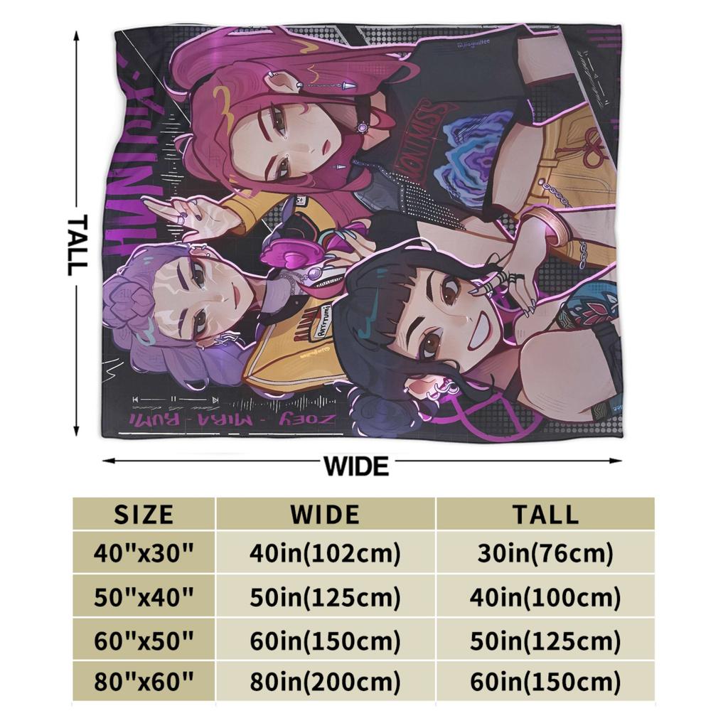 KPop Demon Hunters Korean Girls Plush Blanket Kids  Flannel Throw Blanket For Bedroom Super Soft Custom Quality Bedspread