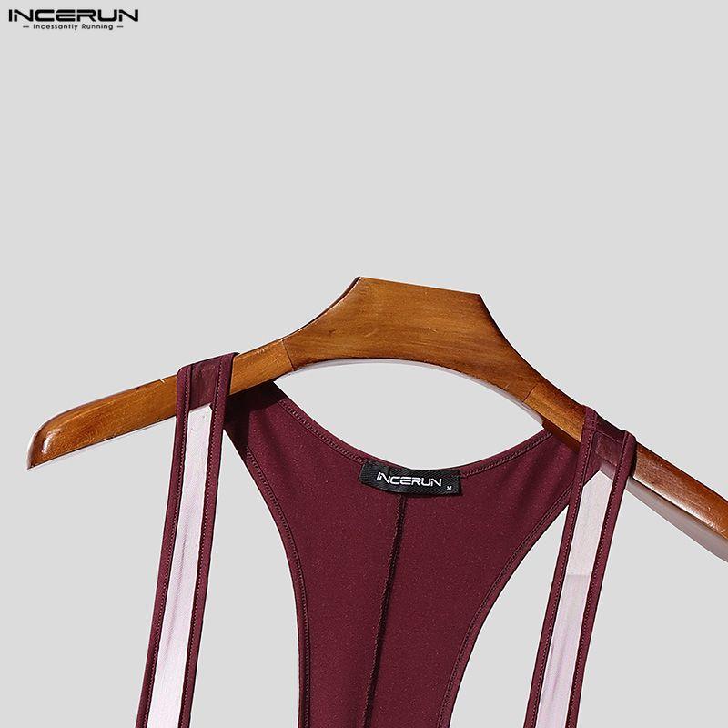INCERUN Herren Langarm Ärmellos Enganliegend Bodysuits Einteiler Overalls Unterwäsche Playsuits