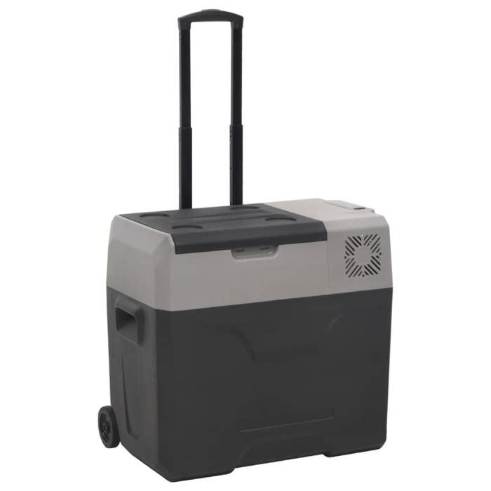 VidaXL Cooler with Wheel and Handle Black and Grey 40 L Polypropylene, Electric Cooler, Compressor Refrigerator, 51782