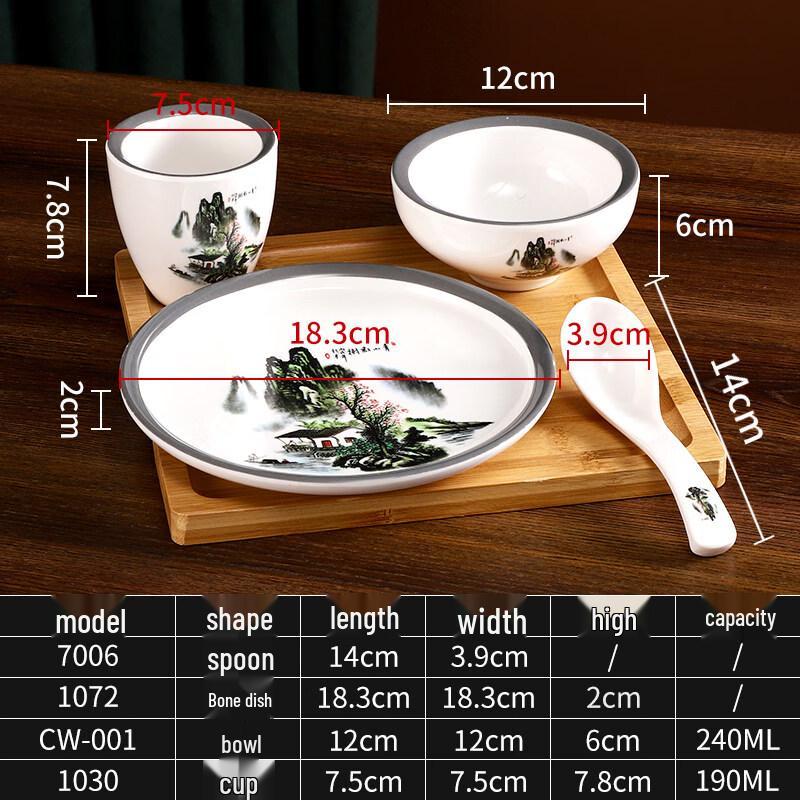 Ru Han Melamine Chinese Style Restaurant Dinnerware Set