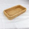 Handwoven Rattan Storage Basket, Wicker Tray Picnic Basket Food Plate Fruit Cake Sundries Box Home Desk Decoration