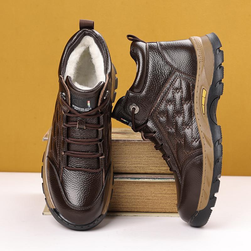 Quality Rubber Anti Slip Wear-resistant Sole Outdoor Casual Shoes Brand Mens Versatile Leather Shoes Fashion Hiking Sports Shoes