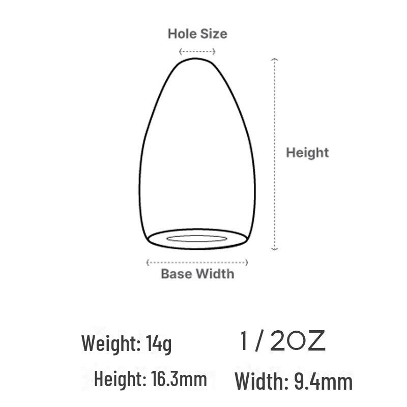 LUREPEAK Tungsten Bullet Sinking Fishing Weight - Anti-Line-Hurt, Long-Distance Casting, Anti-Hang Design