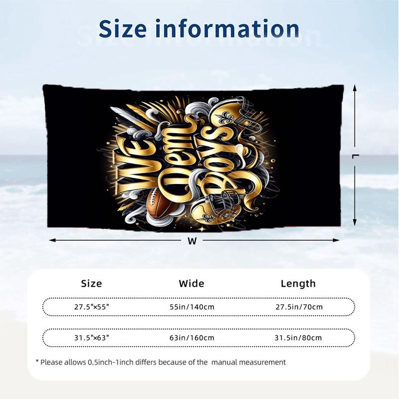 New Orleans Saints (19) Theme Beach Towel Sand Resistant Soft And Comfortable Suitable For The Pool Camping Yoga And Diving A Travel