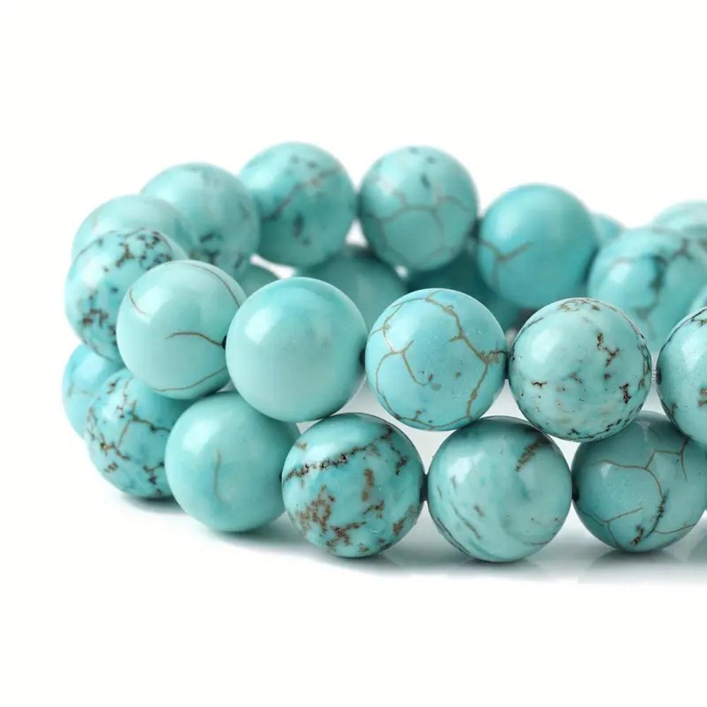 Light Turquoises Natural Stone Round Beads 15"Strand Smooth Loose Spacer Beads 4/6/8/10/12mm for Jewelry Making DIY Bracelets Charms Accessories