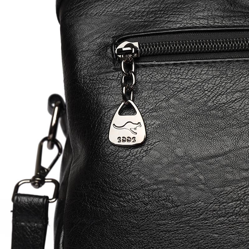 Retro Large Capacity Shoulder Bag Solid Color Messenger Bag PU Commuter Bag