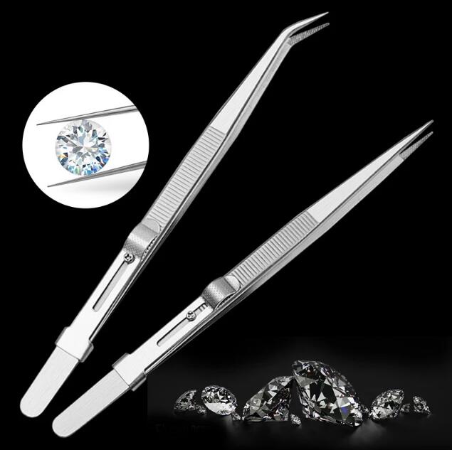 Stainless Steel Precision Tweezers Adjustable Slide Lock Antistatic Jewelry Eyebrow Craft For Electronic Component Repair Tools