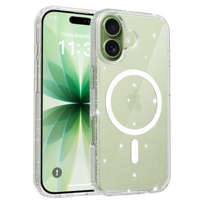 Luksusowe Błyszczące Magnetyczne Etui Na Magsafe iPhone 17 Pro Max Air iPhone17 Mag Safe Przezroczyste Clear Twarde Błyszczące Sparkle Shimmer Pokrowiec na Telefon Akcesoria