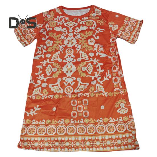 Letní dámské šaty s kulatým výstřihem Poloviční rukávy Retro potisk A-line Velký lem Délka ke kolenům Volné Běžné Denní nošení Dovolená Midi Šaty