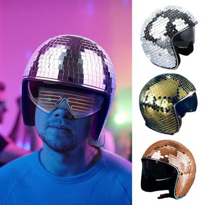 Přilba s disco koulí Stahovací kšilt Nastavitelný řemínek pod bradou Třpytivé Zrcátko Klobouk s disco koulí Reflexní Dospělí Party Dekorativní Disco Tiles Helma