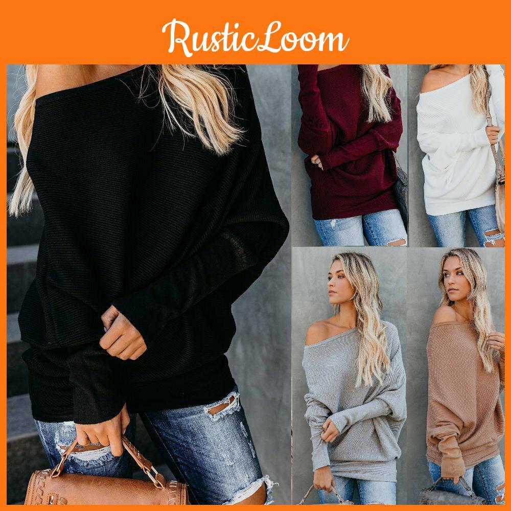 Stylish Women One Shoulder Knitted Sweater Blouse With Long Sleeves And Soft Material