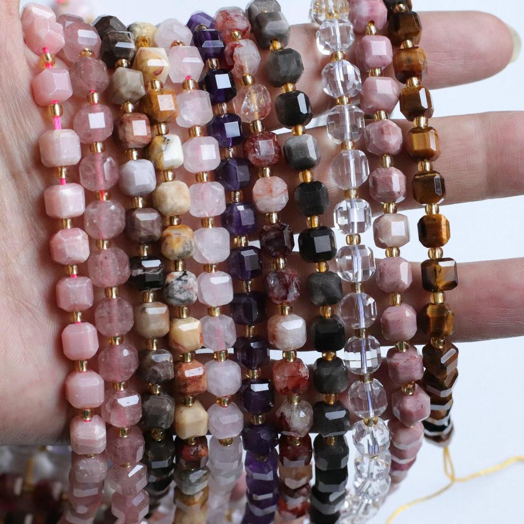 6mm Faceted Natural Crystal Gemstone Beads for DIY Jewelry & Hair Accessories
