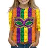Print Tops For Youth Girls Round Neck 3/4 Sleeves T-Shirts Trendy Tops Outfit Tees