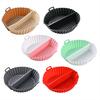Round Silicone Fryer Liner Dual Handles Non Stick Food Grade Heat Resistant Dishwasher Safe Reusable Oven Baking Tray Basket Bowl Kitchen Supplies
