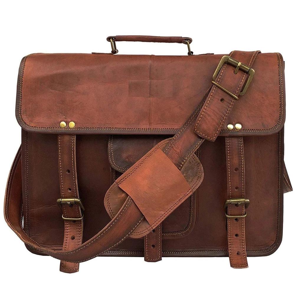 Leather Vintage Messenger Shoulder Men's Satchel Laptop Business Briefcase Bag