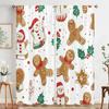 2pcs,2D Plane Printing Curtains Christmas Cookies Snowman Tree Reindeer (2) Polyester (without Rod) Holiday for Various Room