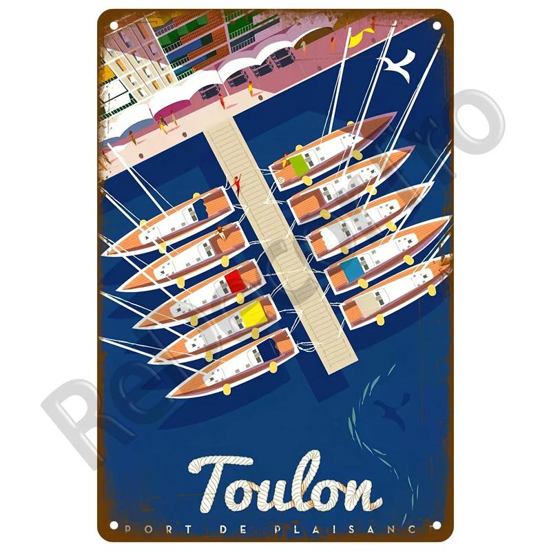 Vintage Metallschilder mit Sommerstrand, berühmte Stadtlandschaft, Poster, Blechschild, Retro-Wandkunst, Dekor für Wohnzimmer, Zuhause, Meer