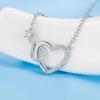 Infinite Love Zircon Heart Pendant Necklace - Women's Fashion Double Heart Clavicle Chain Jewelry