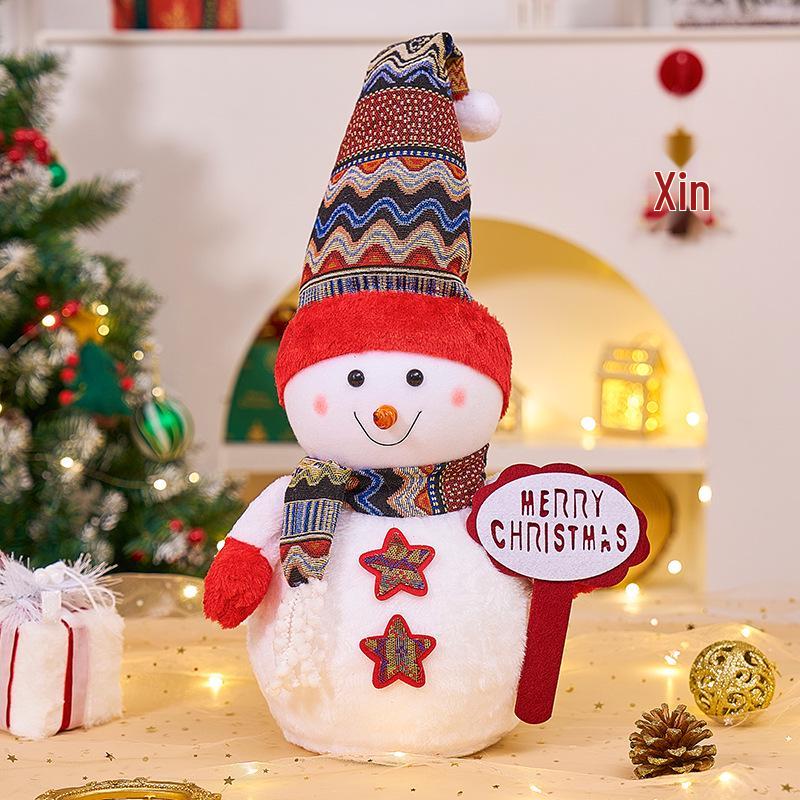 Christmas Snowman Plush Ornaments and Santa Doll Photo Props for Store Displays