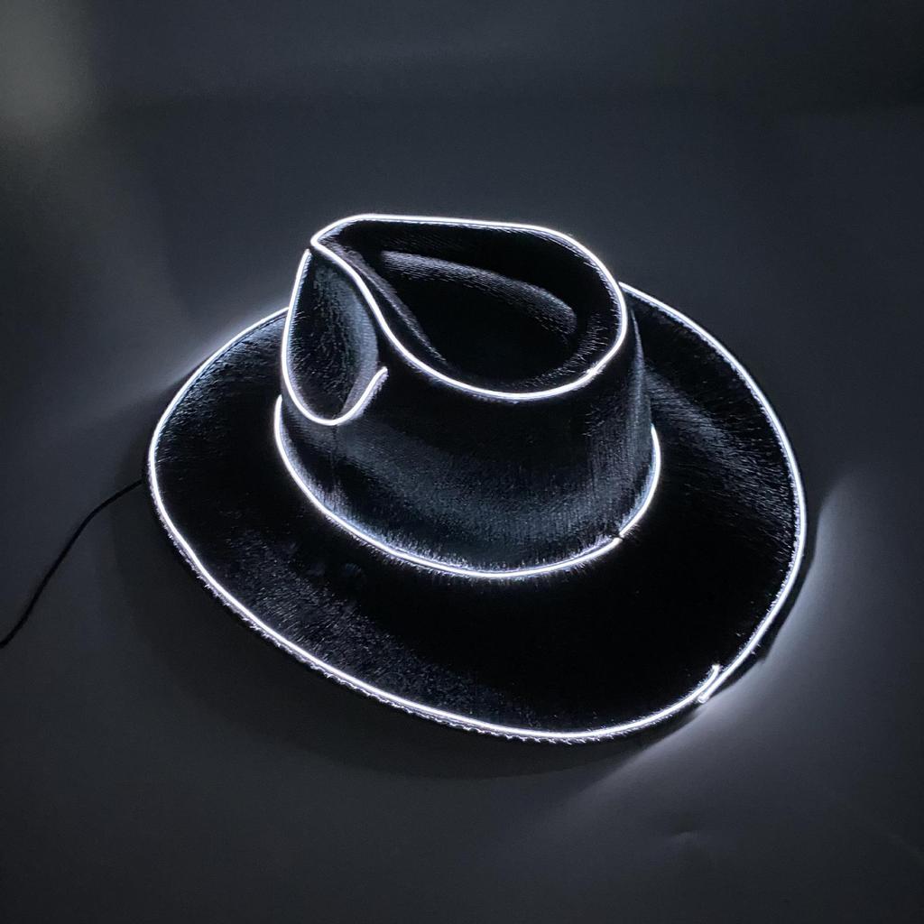 Iridescent LED Light-Up Cowboy Hat for Cosplay & Halloween