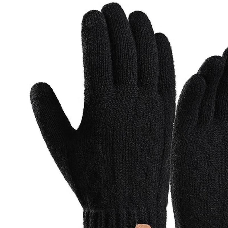 Men's Winter Thickened Alpaca Wool Knit Touchscreen Gloves