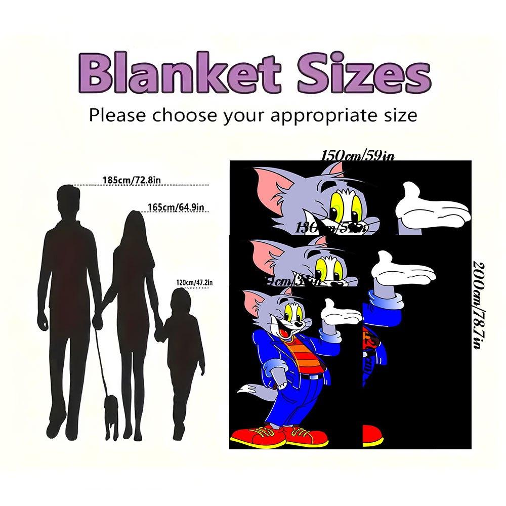 Tom & Jerry Cartoon Character Blue Suit Costume Cosplay Party Fancy DressBlanket Flannel Throw Blanket for Sofa, Bed, Travel, Camping, Office