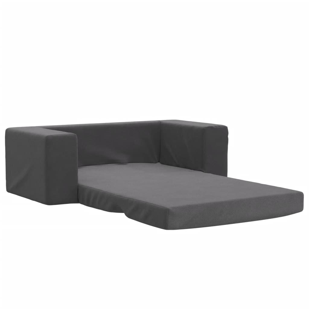 Kids Sleeper Sofa 2 Seater Anthracite Soft Plush