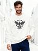 Men's White Bird Pattern Casual Crewneck Sweatshirt, PLUS SIZE 100% Cotton Printed Long-Sleeve Crew Neck Pullover