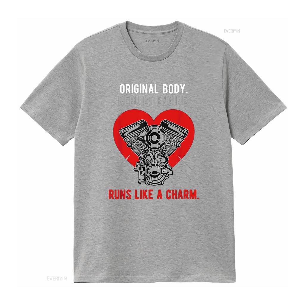 Original Body Rebuilt Engine Runs Like A Charm T Shirt Vintage Washed Versatile Slightly Top For Everyday Wear Graphic