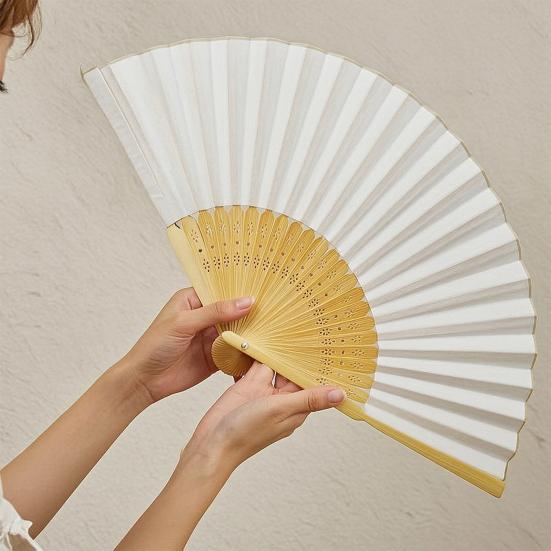 Biały Papierowy Wachlarz Składany Dzieci DIY Malowanie Wachlarz Ręczny Vintage Dekoracyjny Wachlarz Rekwizyty do Występów Tanecznych Akcesoria na Wesela i Imprezy