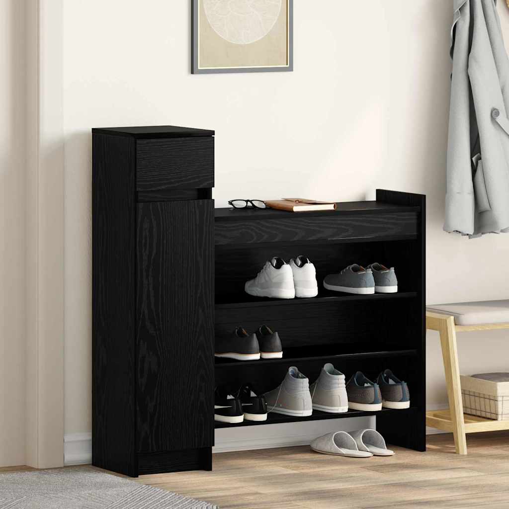 Shoe Cabinet with Shelf Black Oak Effect 100.5 x 28 x 100 cm