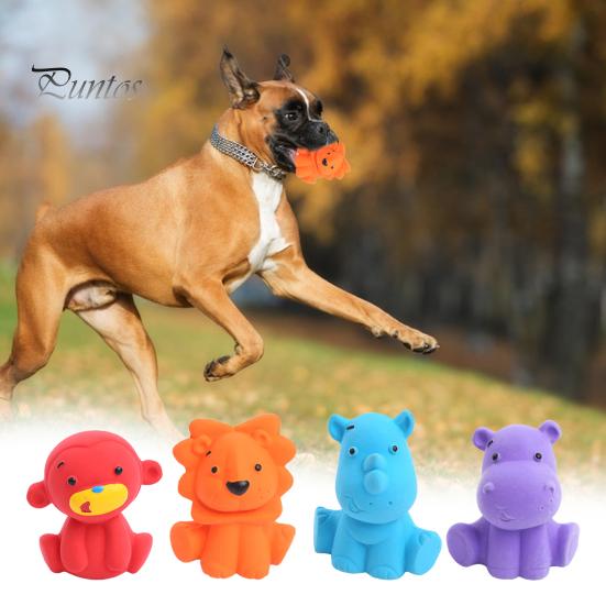 Dog Chew Toy Bite-Resistant Soft Teeth Cleaning Built-in Sounder Cartoon Grinding Animal Shape Oral Care Puppy Squeaky for Training